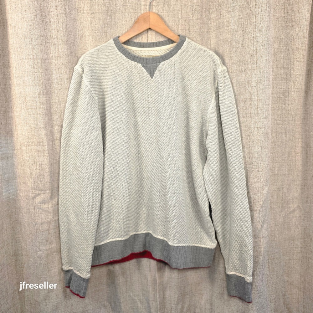 Ace Rivington Crewneck Sweatshirt Men's LG Grey Red Homespun French Terry USA